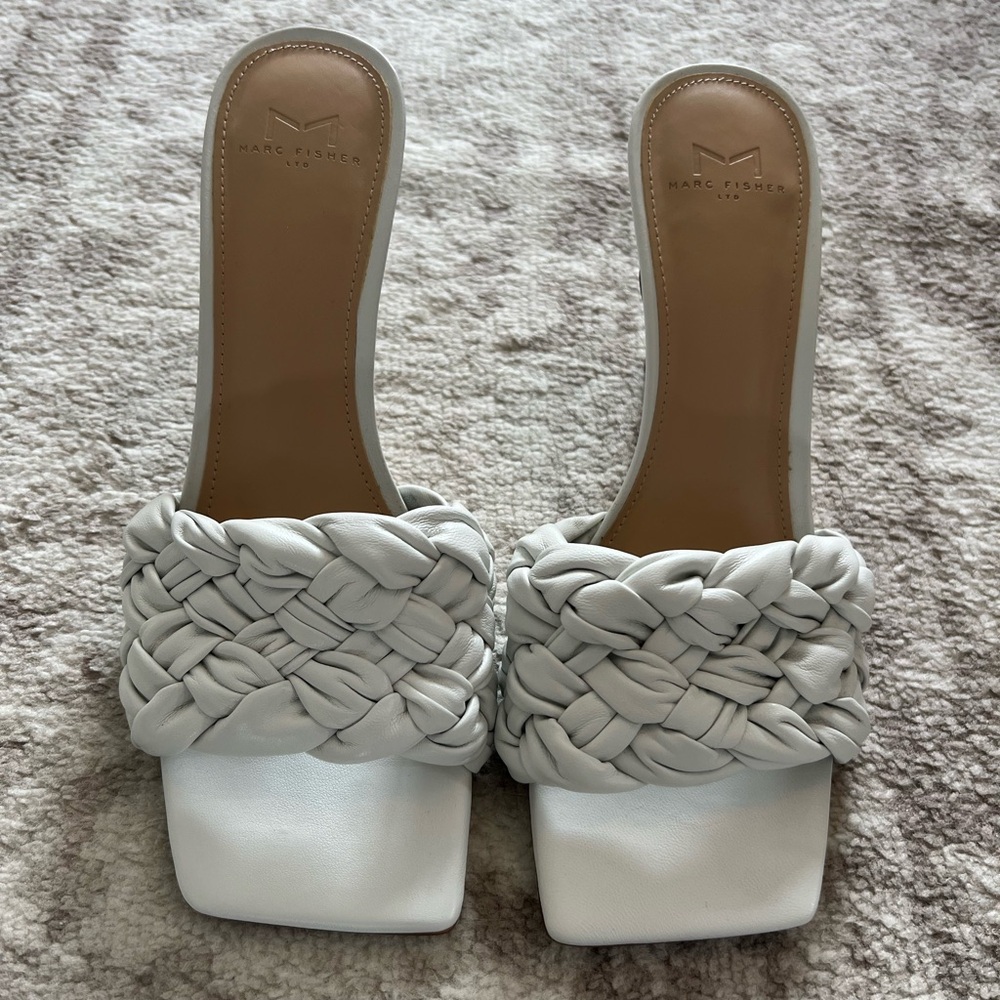 Marc Fisher White Braided Women's heels - mules